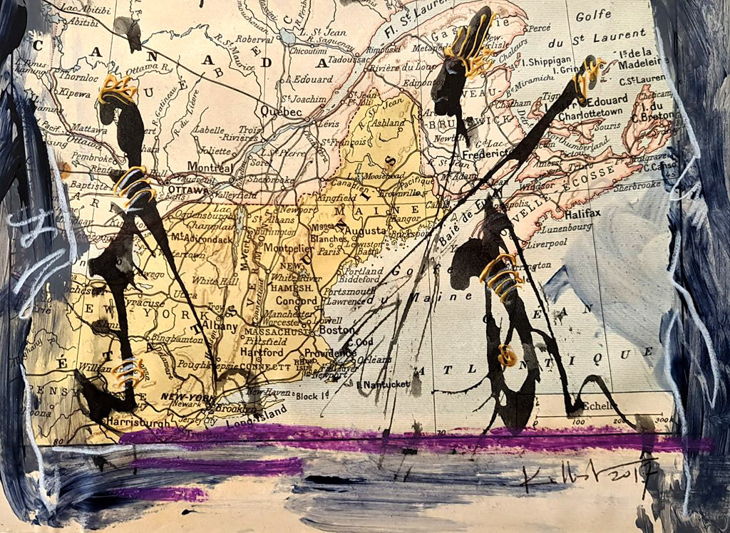 dessin sur carte ancienne de silhouettes noires et or.jpg