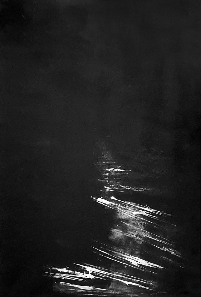 peinture ou le noir domine et s’impose "Sillage" 73x116cm