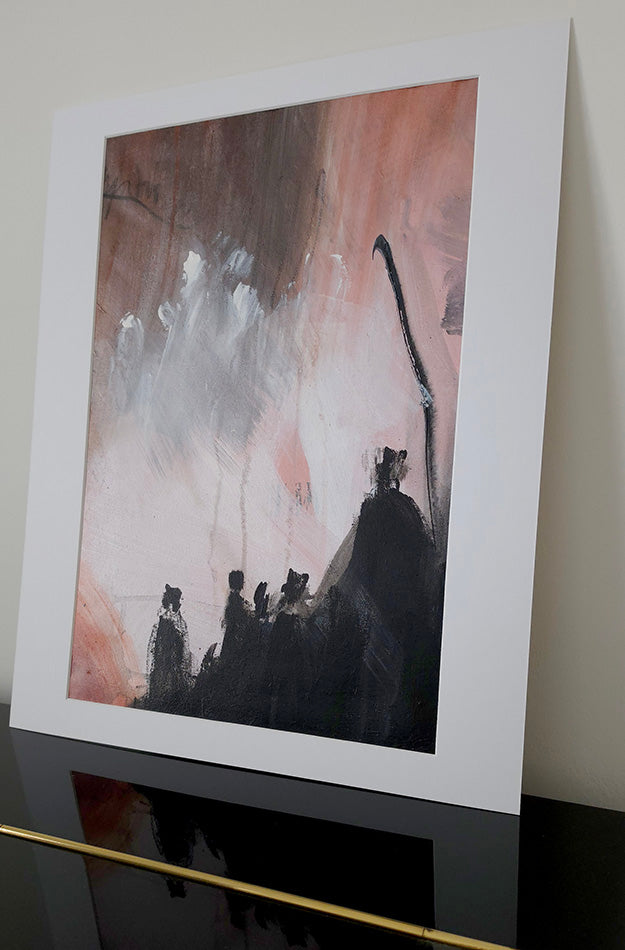Une œuvre suspendue entre figuration expressionniste et abstraction, où la silhouette humaine devient le vecteur d'une émotion brute et mystérieuse. Passe partout 50x40cm