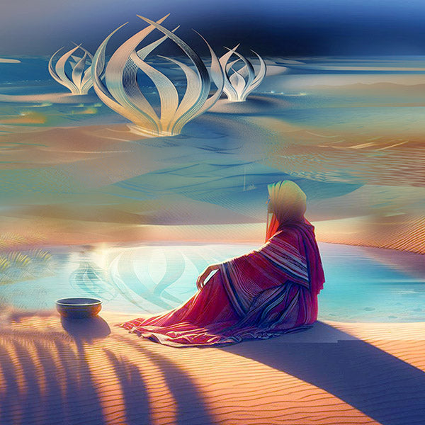 série sur le désert, la lutte pour la survie dans un environnement hostile Art digital sur alu 50x50cm Fleurs de métal éparses