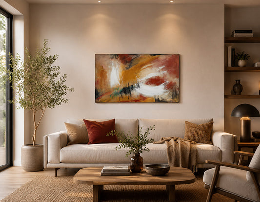 Sortilège tableau contemporain design. grand format tons sépias
