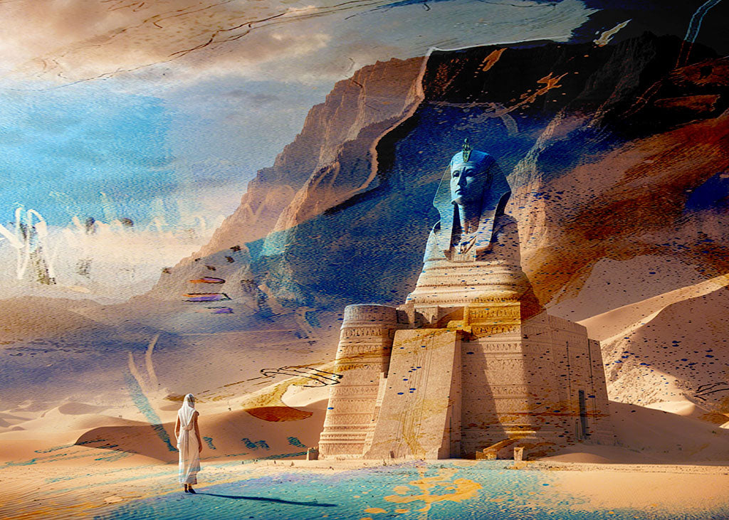 art digital sur alu le sphink dans le desert égyptien