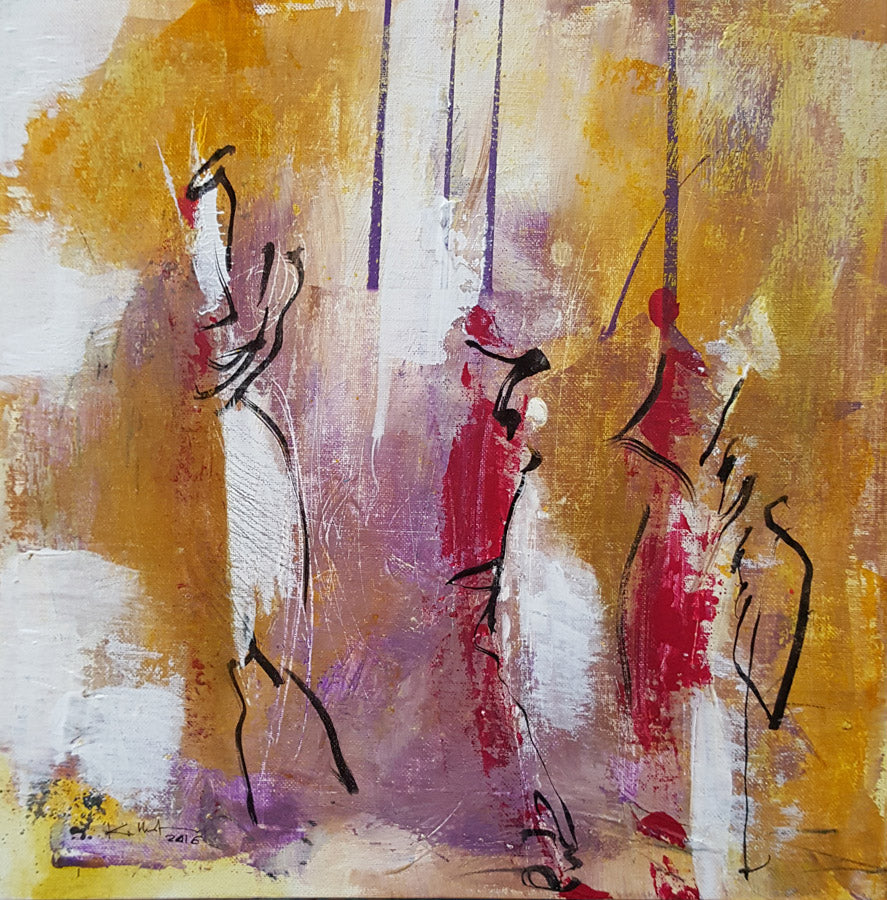 Desert path - oil on canvas board 36x36cm