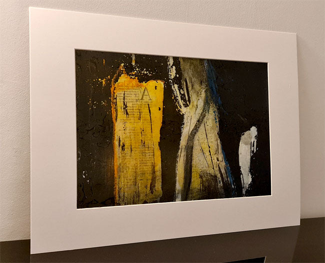 Les Différences – Peinture abstraite technique mixte noir et ocre 20x29cm | Kellestom