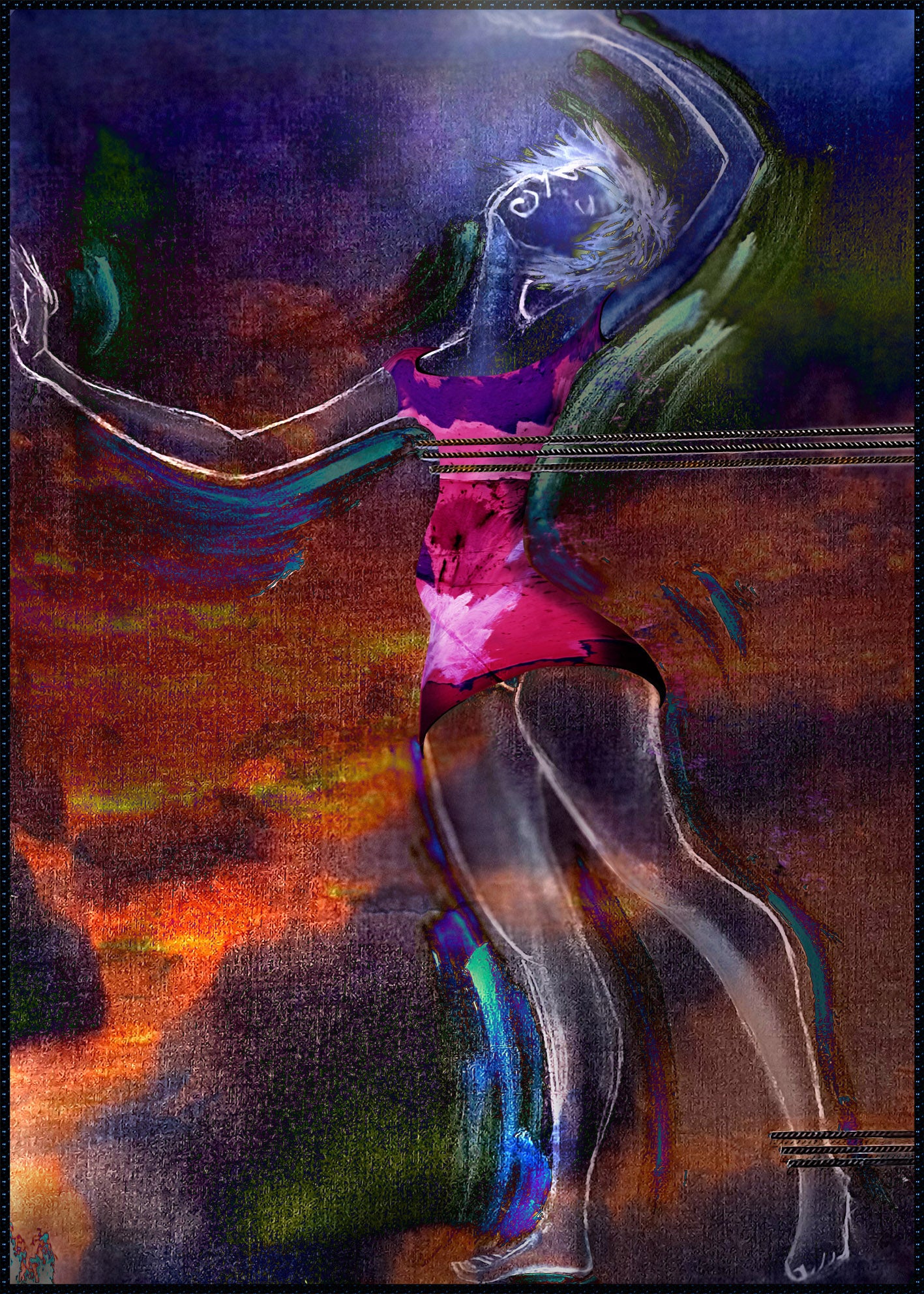 art digital de Kellestom sur alu 120 x 90cm
Série qui met en scène dix femmes confrontées au confinement et à la sensation d’enfermement.