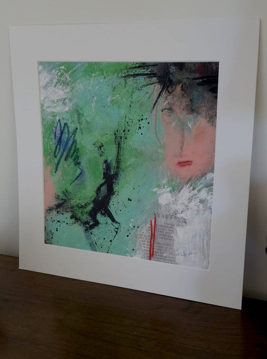 oeuvre abstraite 30x30cm avec passe partout de kellestom