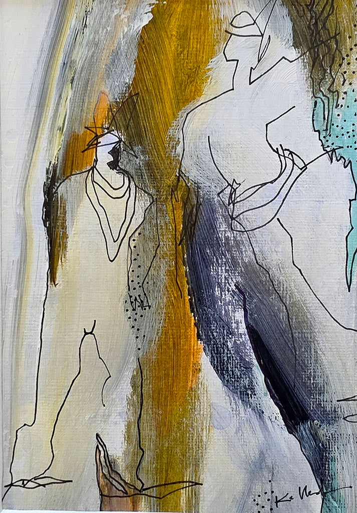 Le Passage, peinture originale sur papier  de 11x15cm avec passe partout de 24x30cm de Kellestom