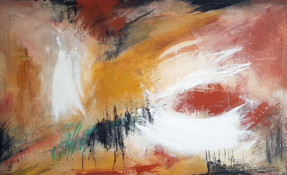 peinture abstraite contemporaine  81x130cm "Sortileges " de Kellestom