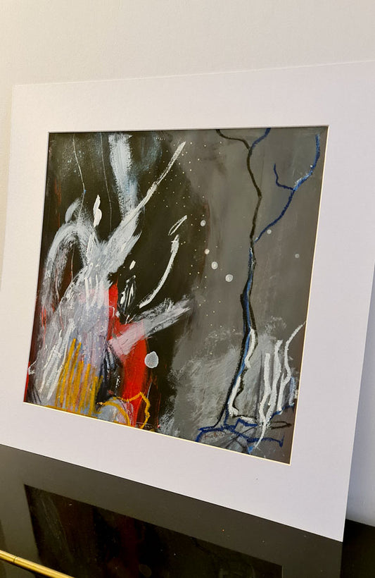 Poussière de Fée – Peinture abstraite noir rouge et blanc 30x30cm | Kellestom