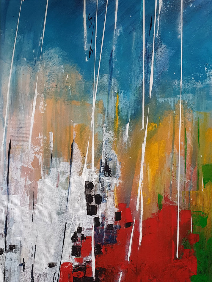 peinture abstraite couleurs primaires intenses