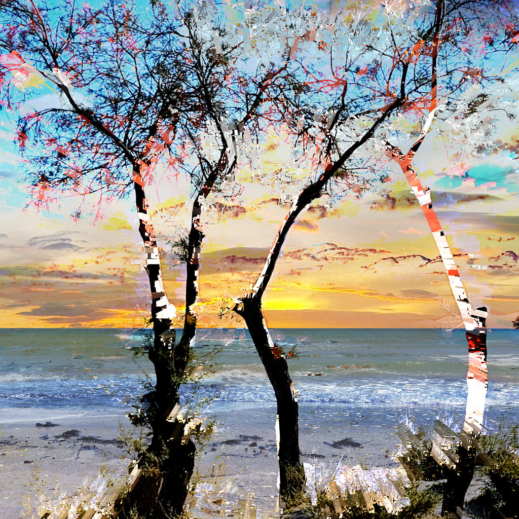 Daydream - seaside landscape. Digital art on aluminum, 60x60cm