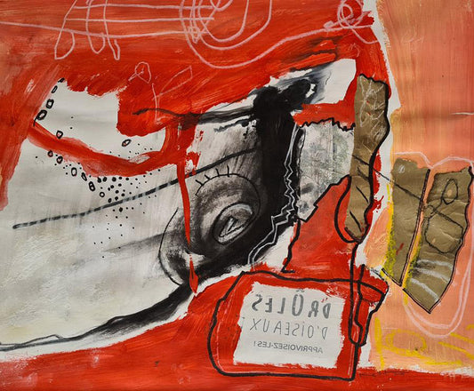 peinture abstraite sur papier avec passe partout 50x60cm