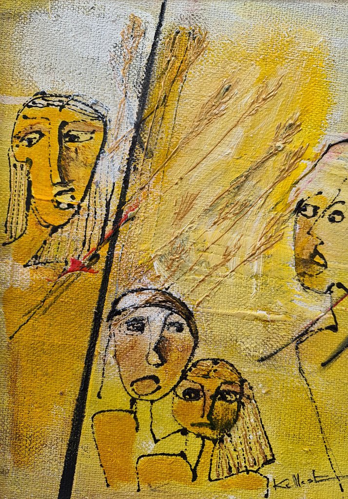 peinture figurative ocre jaune .Une rencontre rare entre la peinture et la littérature.