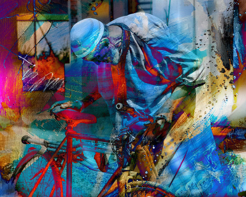 art digital "la bécane" à Marrakech  24x30cm