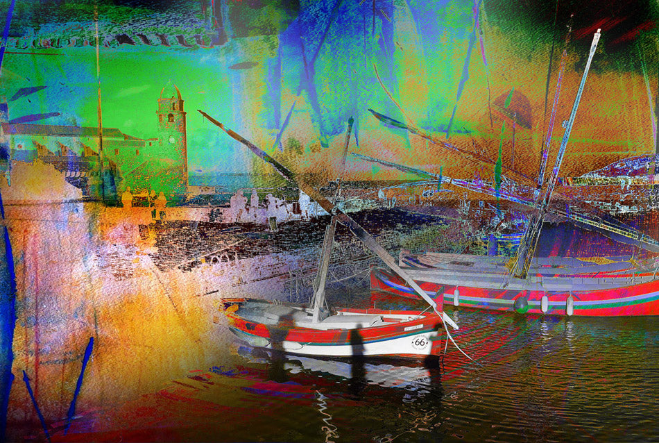 art digital  les barques catalanes du port de Collioure
