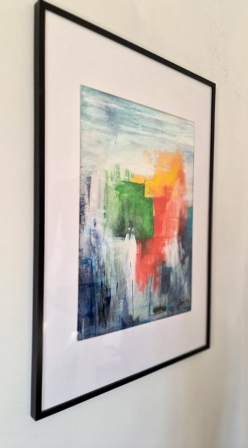Light Beings – Abstract painting ethereal presences on paper 69x49cm | Kellestom
