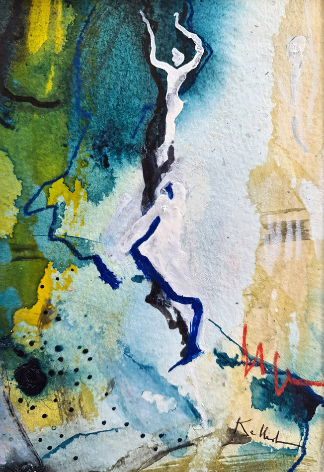 Pulsion – Peinture abstraite sur papier fort 10x14cm | Kellestom