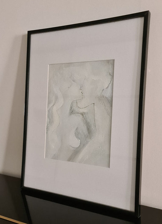 The Lovers – Painting white figures on a white background 17.5x23.5cm | Kellestom