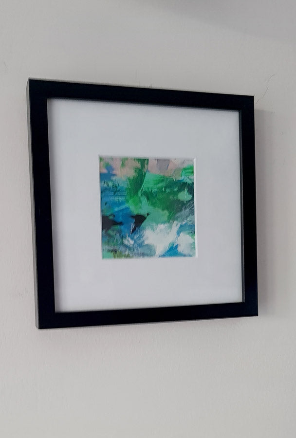 Ondes – Peinture abstraite carrée sur papier fort 10x10cm | Kellestom
