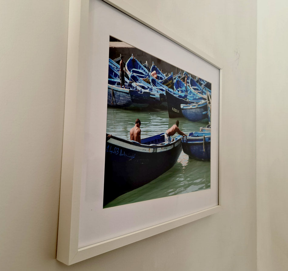 photo "barques bleues"Essaouira tirage papier d'art Kellestom