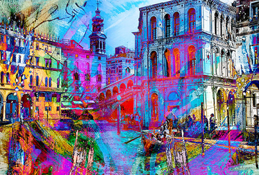 Romantisme mystique de Venise art numérique sur alu -60x40cm  kellestom-pont de venise