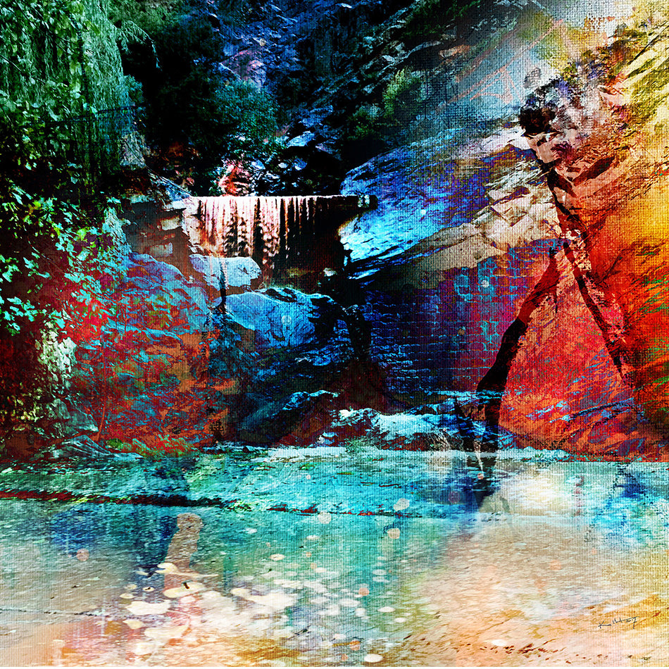 la vallée de l'Ourika au maroc en art digital 80x80cm