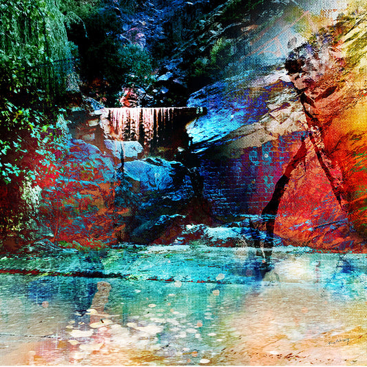 la vallée de l'Ourika au maroc en art digital 80x80cm